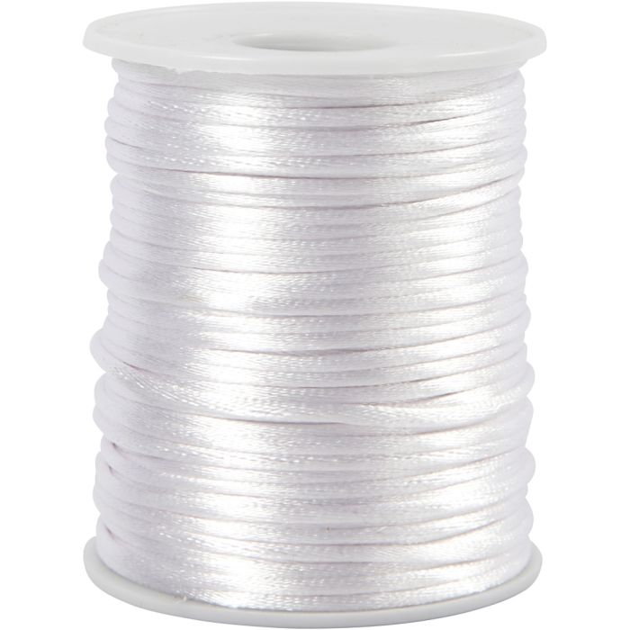 Corda di raso, spess. 2 mm, bianco, 50 m/ 1 rot.