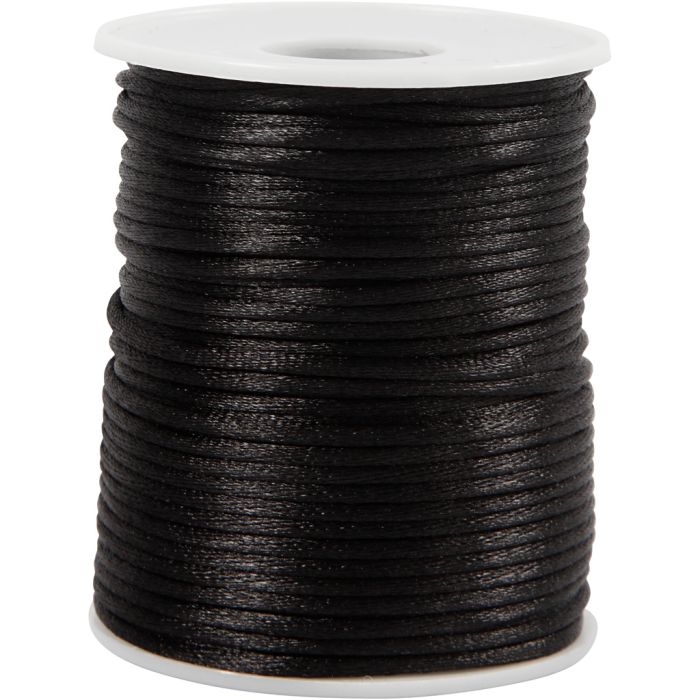 Corda di raso, spess. 2 mm, nero, 50 m/ 1 rot.