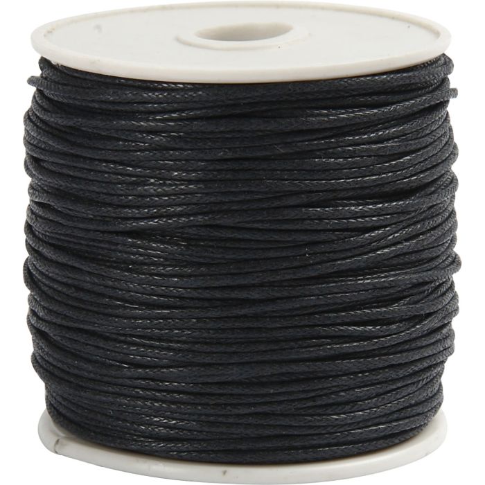 Laccio di cotone, spess. 1 mm, cerato, nero, 40 m/ 1 rot.