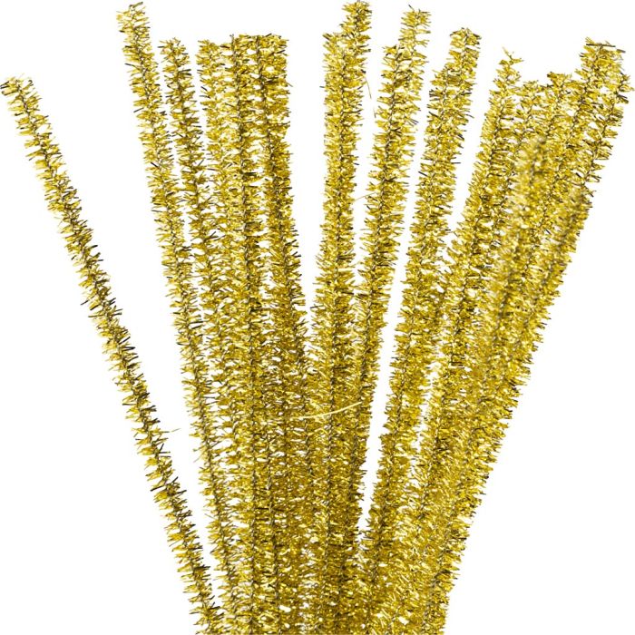 Ciniglia, L: 30 cm, spess. 6 mm, glitter, oro, 24 pz/ 1 conf.