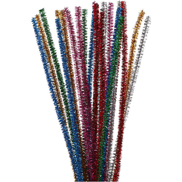 Ciniglia, L: 30 cm, spess. 6 mm, glitter, colori forti, 24 asst./ 1 conf.