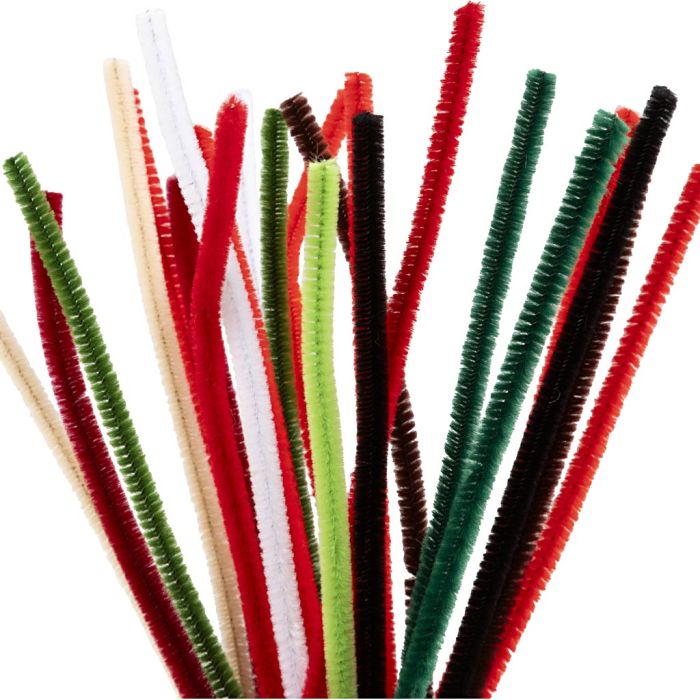 Ciniglia, L: 30 cm, spess. 6 mm, colori natalizi, 25 asst./ 1 conf.