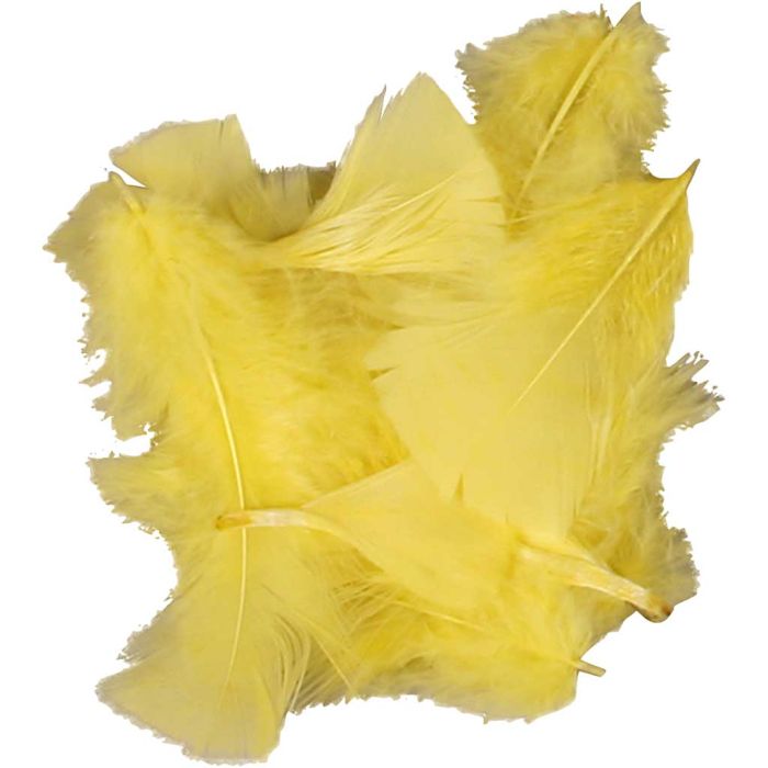 Piume, misura 7-8 cm, ca. 375 pz, giallo, 50 g/ 1 conf.