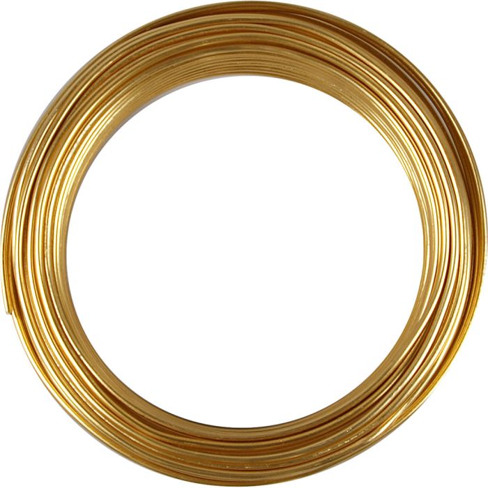 Filo di alluminio, rotondo, spess. 3 mm, oro, 29 m/ 1 rot.