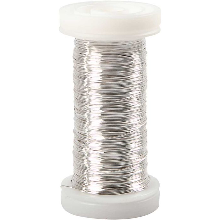 Filo argentato, spess. 0,3 mm, placcato argento, 50 g, 100 m/ 1 rot.
