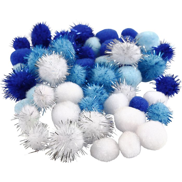 Pompon, diam 15+20 mm, colori asst., 48 pz/ 1 conf.