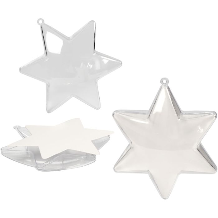 Stella decorativa, H: 10 cm, transparent, 5 pz/ 1 conf.