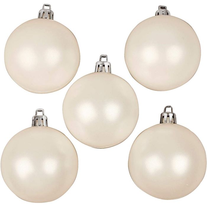Decorazioni di Natale, diam 6 cm, bianco, madreperla, 20 pz/ 1 conf.