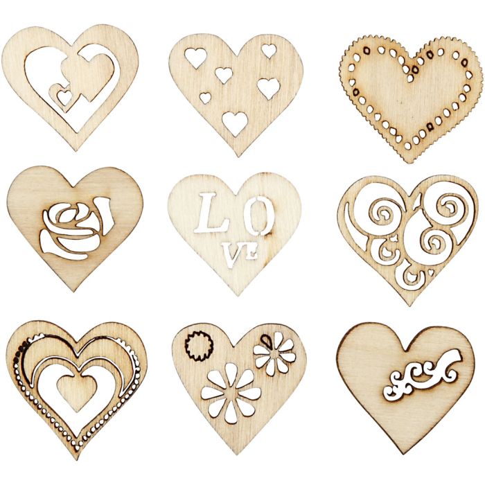 Decorazioni in legno, love, misura 28 mm, 45 pz/ 1 conf.