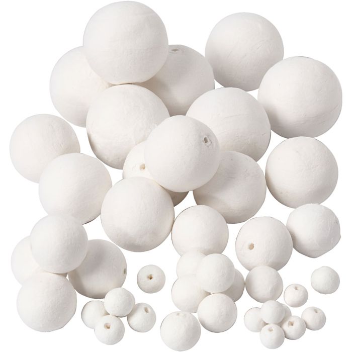 Pallina, diam 12+15+20+30+40+50 mm, bianco, 42 pz/ 1 conf.