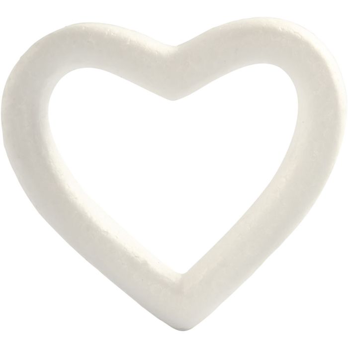 Cuore di polistirolo, H: 12,5 cm, P: 2,5 cm, L: 13,5 cm, bianco, 1 pz