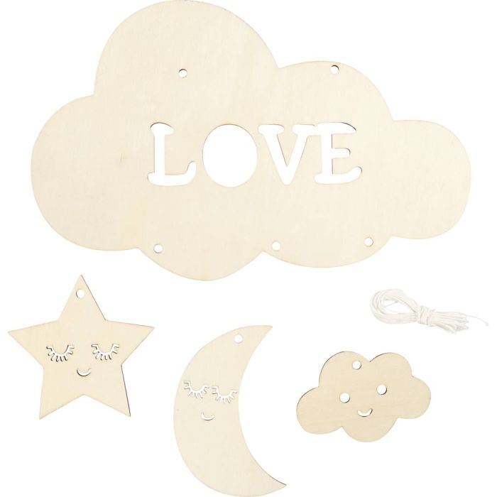 Mobile in legno, Cielo notturno, L: 28 cm, spess. 3 mm, 1 pz/ 1 conf.
