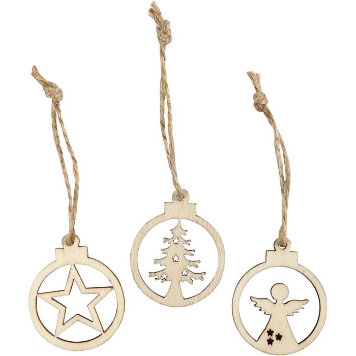 Decorazione di Natale, diam 3 cm, spess. 2,7 mm, 24 pz/ 1 conf.