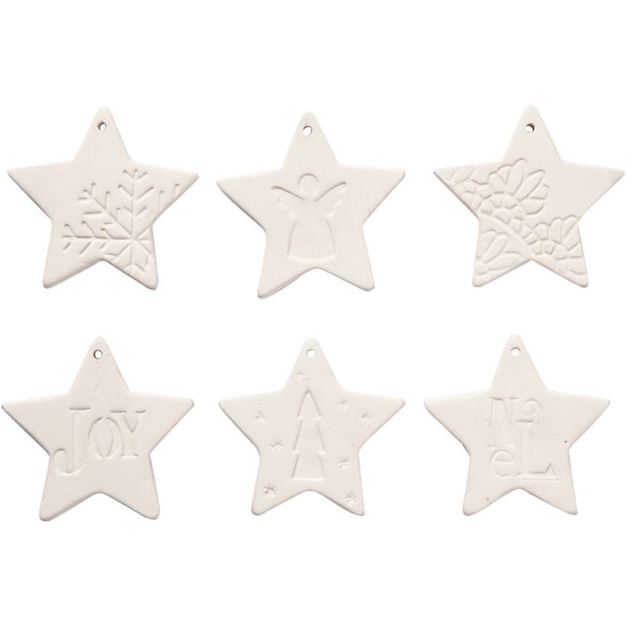 Decorazioni pendenti, stella, misura 7x7 cm, bianco, 6 pz/ 1 conf.