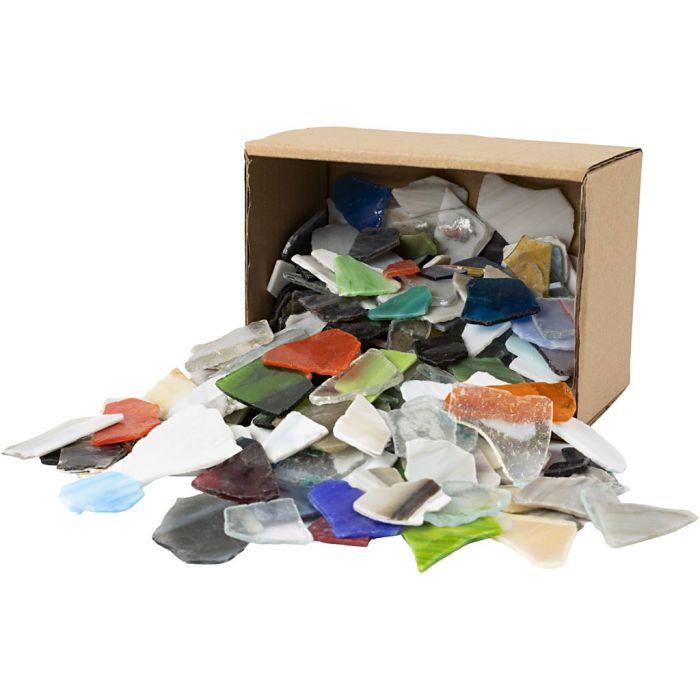 Tessere per mosaico, misura 15-60 mm, spess. 5 mm, il contenuto può variare , colori asst., 2 kg/ 1 conf.