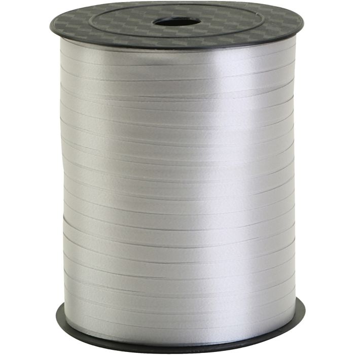Nastro arricciabile, L: 5 mm, argento, 400 m/ 1 rot.