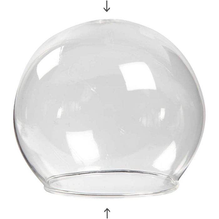 Sfera da appendere in vetro senza base, H: 6,5 cm, diam 8 cm, misura buco 5 cm, transparent, 4 pz/ 1 conf.