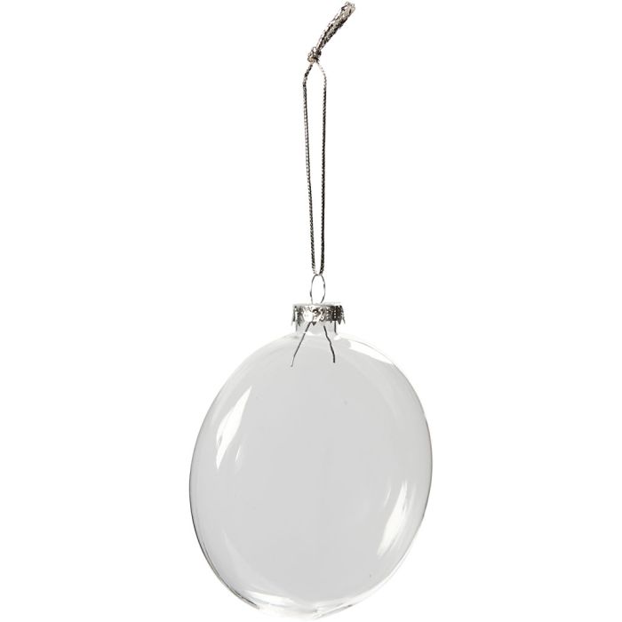 Decorazione in vetro piatta, diam 8 cm, spess. 2,1 cm, 6 pz/ 1 conf.