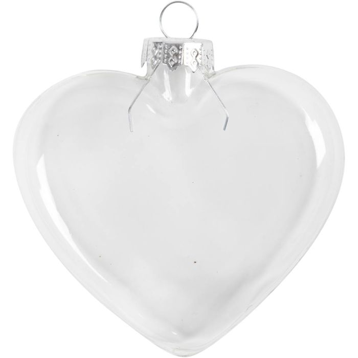 Cuore di vetro piatto, H: 7,8 cm, L: 9 cm, 6 pz/ 1 conf.