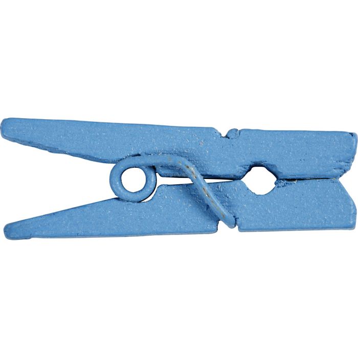 Mini molletta, L: 25 mm, L: 3 mm, blu, 36 pz/ 1 conf.