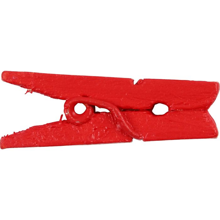 Mini molletta, L: 25 mm, L: 3 mm, rosso, 36 pz/ 1 conf.