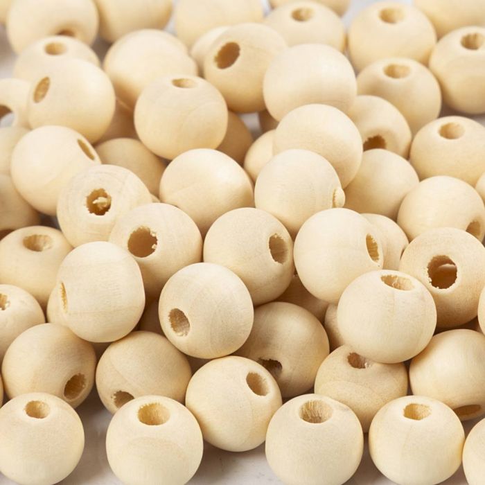 Perlina di legno, diam 8 mm, misura buco 2 mm, 100 pz/ 1 conf.
