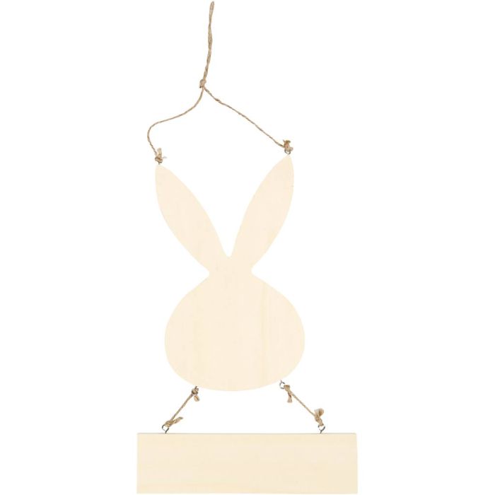 Coniglio con cartello, H: 29,5 cm, L: 19,2 cm, 1 pz