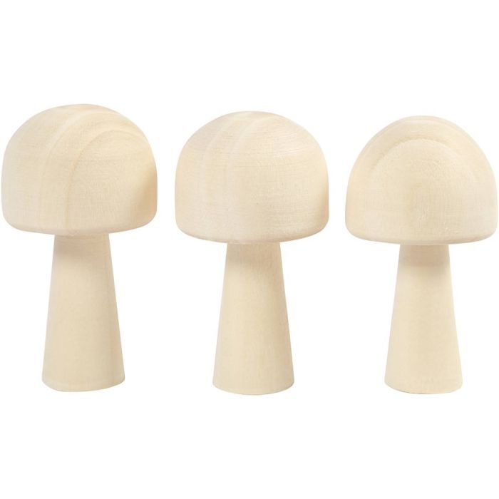 Fungo in legno, H: 5,2 cm, diam 2,9 cm, 3 pz/ 1 conf.