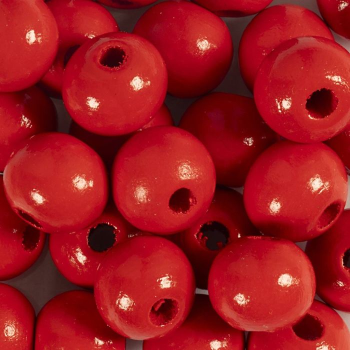 Perline in Legno, diam 12 mm, misura buco 3 mm, rosso, 50 pz, 44 g/ 1 conf.