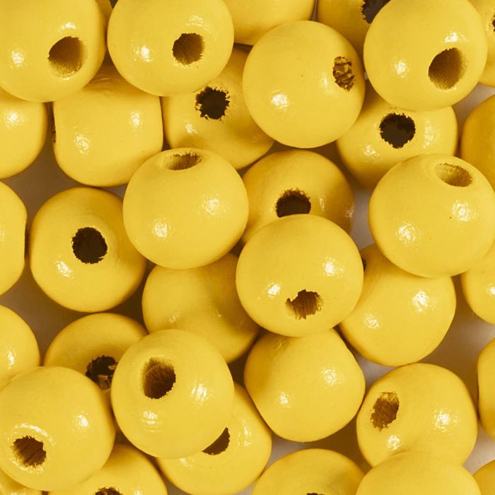 Perline in Legno, diam 10 mm, misura buco 3 mm, giallo, 175 pz, 50 g/ 1 conf.