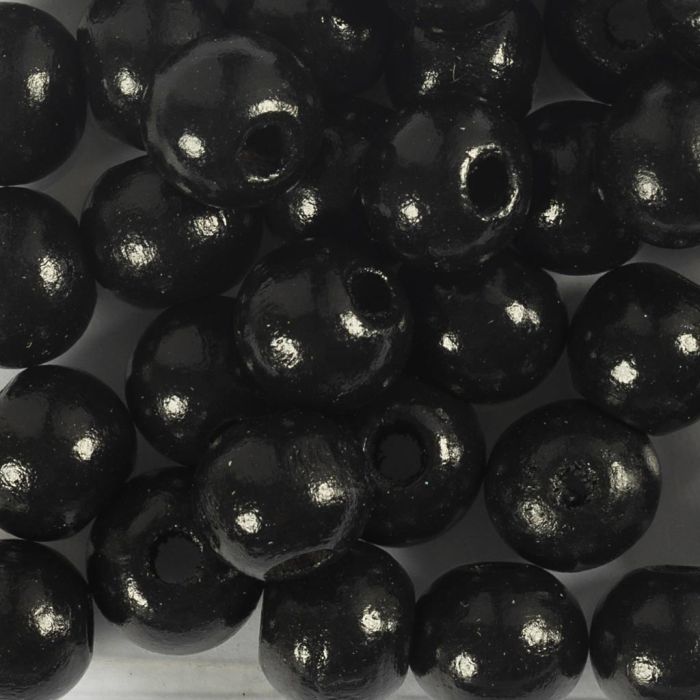 Perline in Legno, diam 10 mm, misura buco 3 mm, nero, 175 pz, 50 g/ 1 conf.