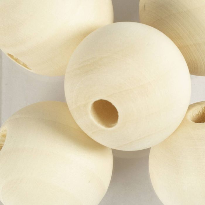 Perline in Legno, diam 25, misura buco 4,5 mm, 50 pz/ 1 conf.