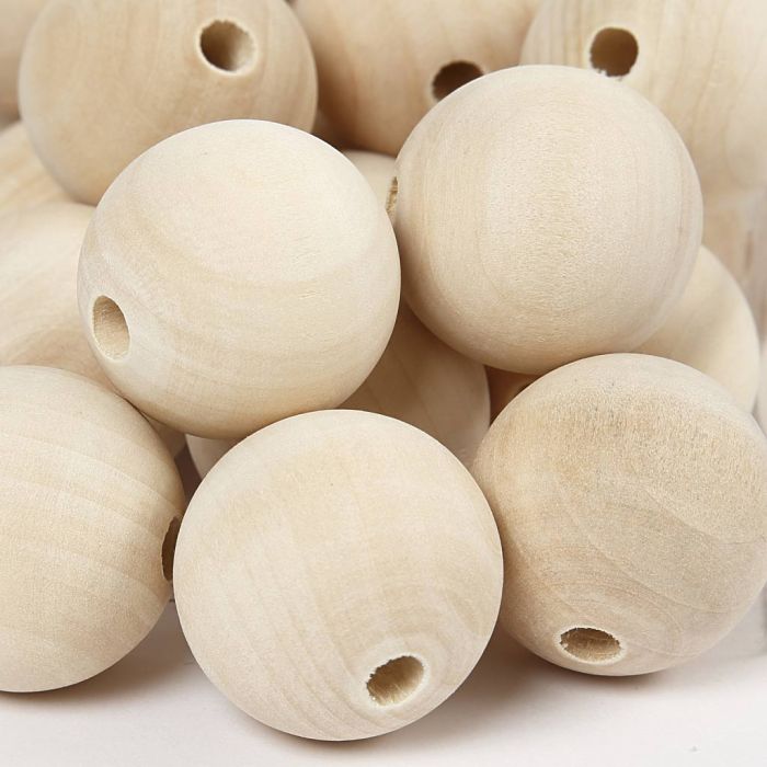 Perline in Legno, diam 30, misura buco 5 mm, 50 pz/ 1 conf.
