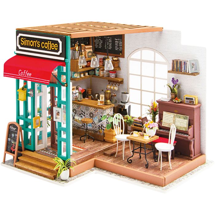 Stanza in miniatura fatta a mano, Caffetteria, H: 19 cm, L: 22,6 cm, L: 19,4 cm, 1 pz