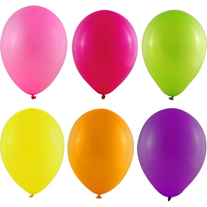 Palloncini, misura 23 cm, rotondo, colori neon, 100 pz/ 1 conf.