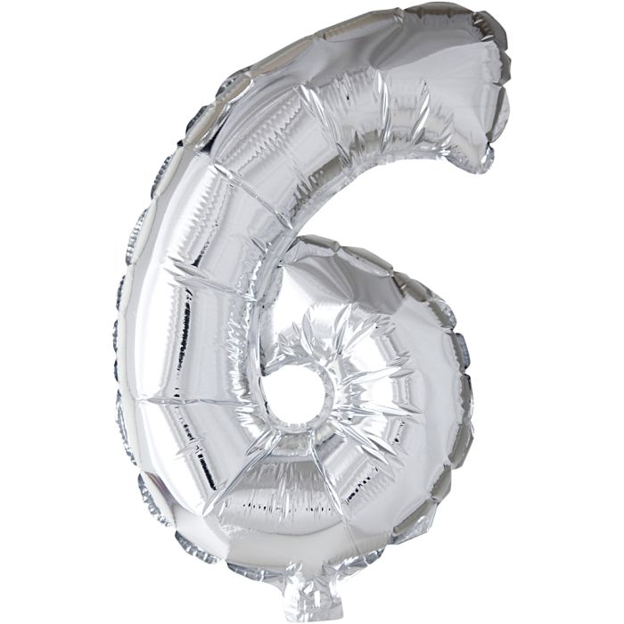 Palloncino alluminio, 6, H: 41 cm, argento, 1 pz