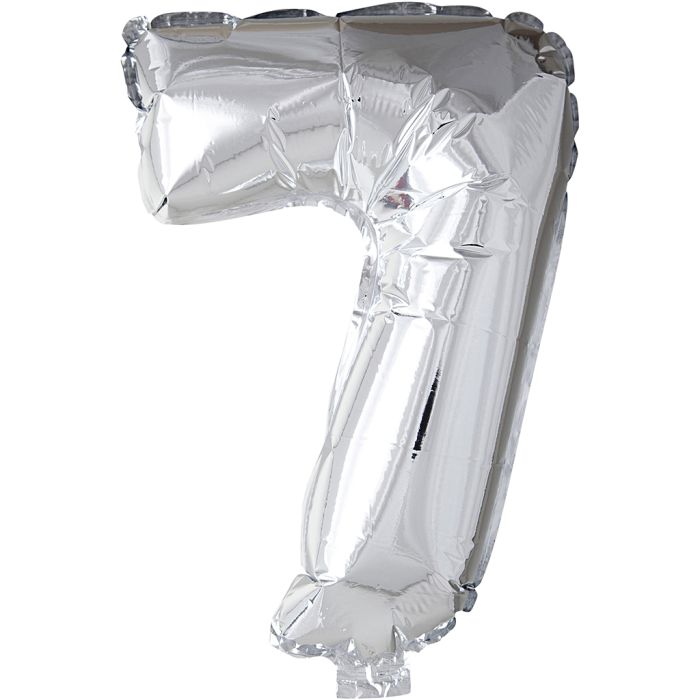 Palloncino alluminio, 7, H: 41 cm, argento, 1 pz