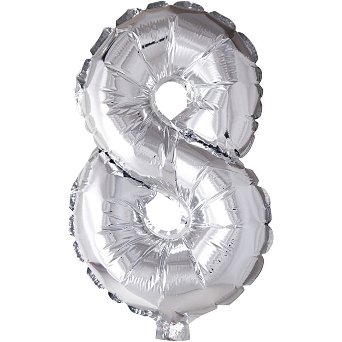 Palloncino alluminio, 8, H: 41 cm, argento, 1 pz