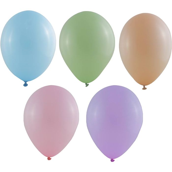 Palloncini, misura 23 cm, rotondo, colori pastello, 100 pz/ 1 conf.