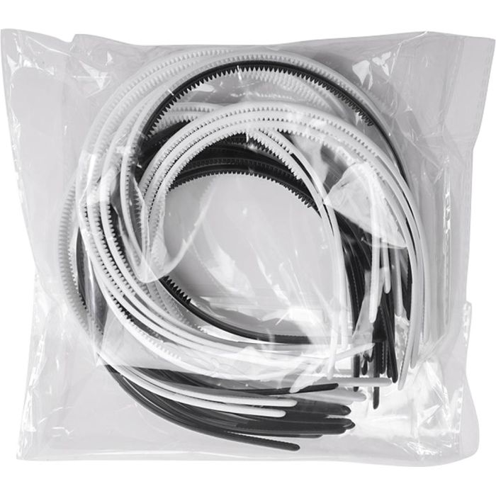 Cerchietti per capelli, L: 8 mm, nero, bianco, 20 pz/ 1 conf.