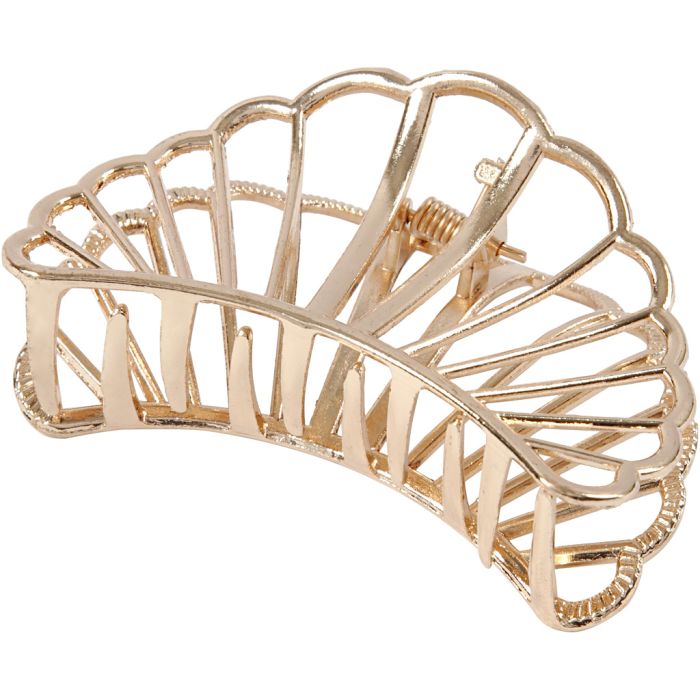 Molletta per capelli, L: 80 mm, L: 52 mm, placcato oro, 1 pz