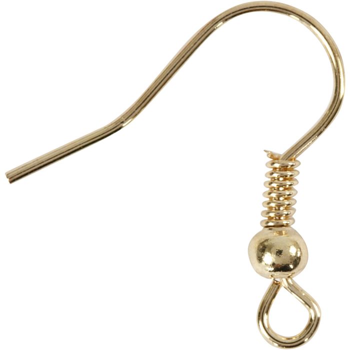 Gancetti per orecchini, L: 18 mm, placcato oro, 10 pz/ 1 conf.