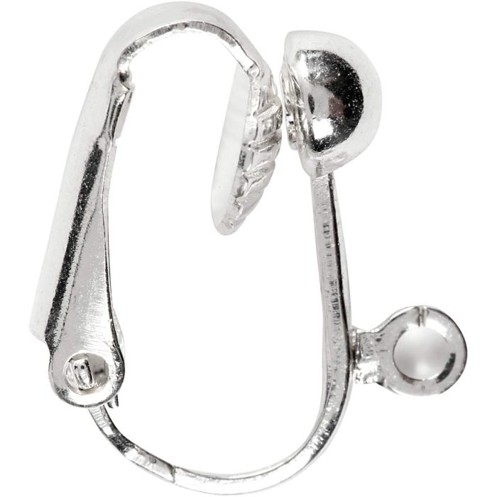 Orecchini a clip, L: 16,5 mm, L: 1,5 mm, misura buco 1,6 mm, placcato argento, 6 pz/ 1 conf.