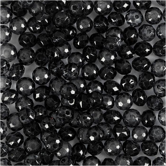 Perline Sfaccettate, diam 4 mm, misura buco 1 mm, grigio, 45 pz/ 1 conf.
