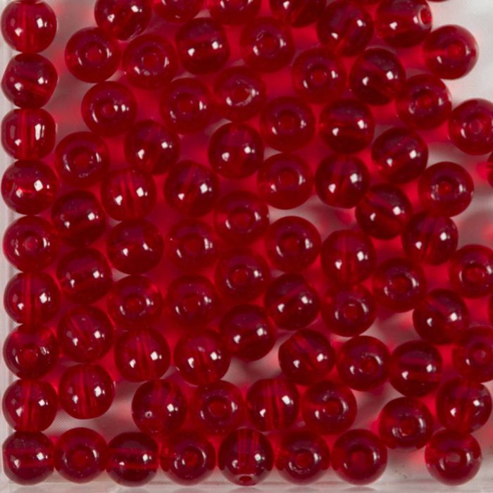 Perle in Vetro, diam 4 mm, misura buco 1 mm, rosso, 90 pz, 20 g/ 1 conf.