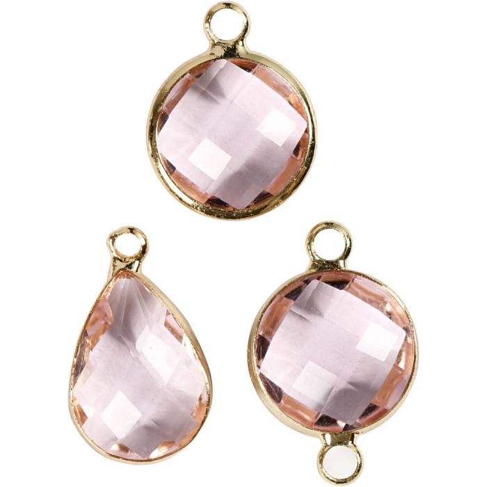 Ciondolo da gioielleria, H: 15-20 mm, misura buco 2 mm, rosato chiaro, 6 pz/ 1 conf.