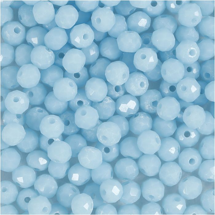 Perline Sfaccettate, misura 3x4 mm, misura buco 0,8 mm, blu mare, 100 pz/ 1 conf.
