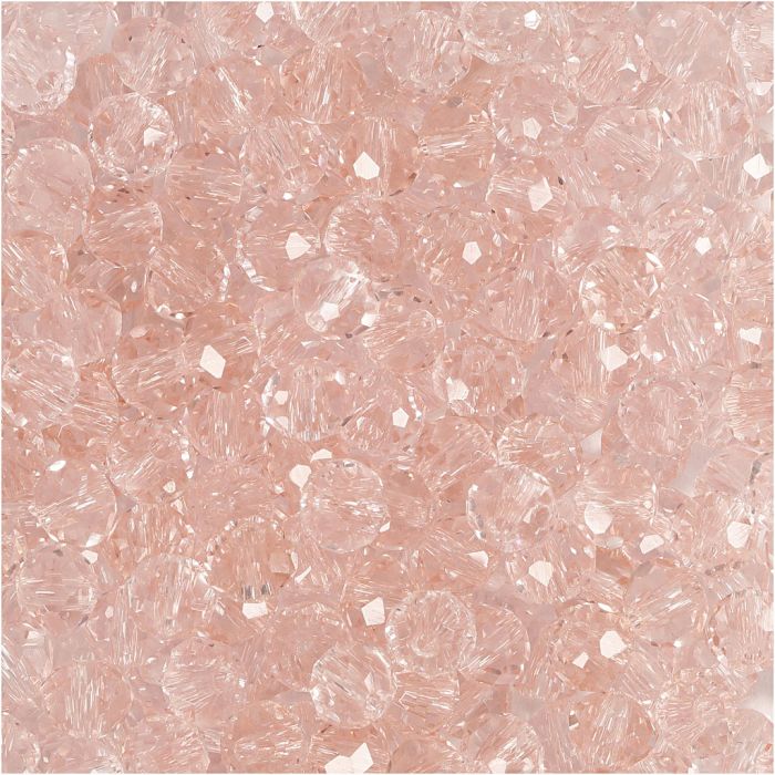 Perline Sfaccettate, misura 3x4 mm, misura buco 0,8 mm, rosato, 100 pz/ 1 conf.