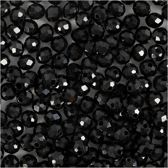 Perline Sfaccettate, misura 3x4 mm, misura buco 0,8 mm, nero metallico, 100 pz/ 1 conf.