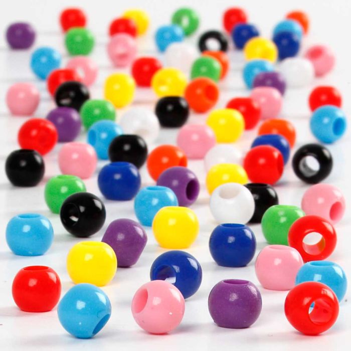 Perline pony, diam 6 mm, misura buco 3 mm, ca. 600 pz, 75 g, 125 ml/ 1 conf.